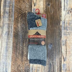 Skechers Mens 8-12 Gray White Sport Adventure Merino Wool Blend Hiking Socks 2pk